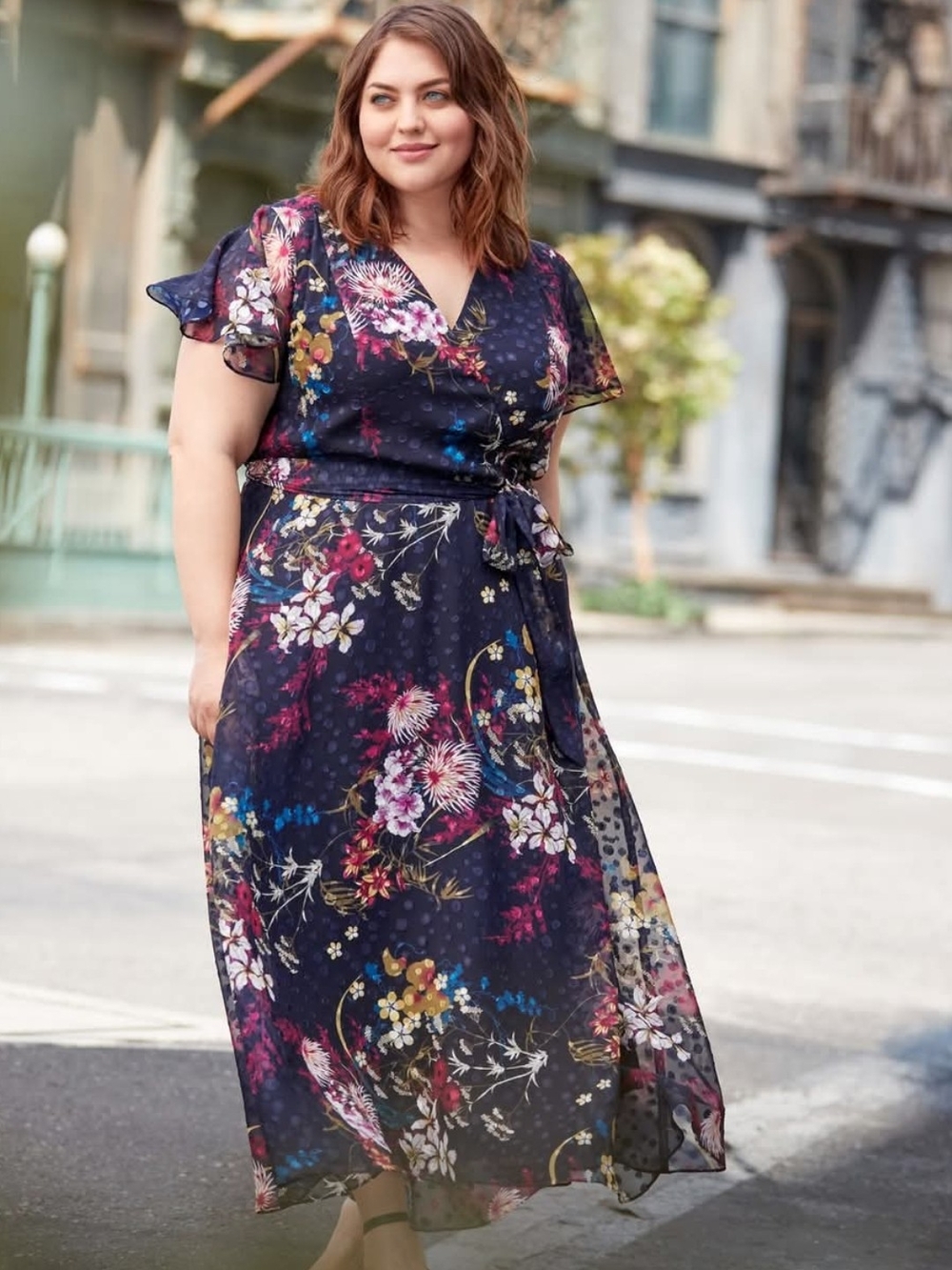 Beautiful Lane Bryant  Floral Maxi Dress in Navy -